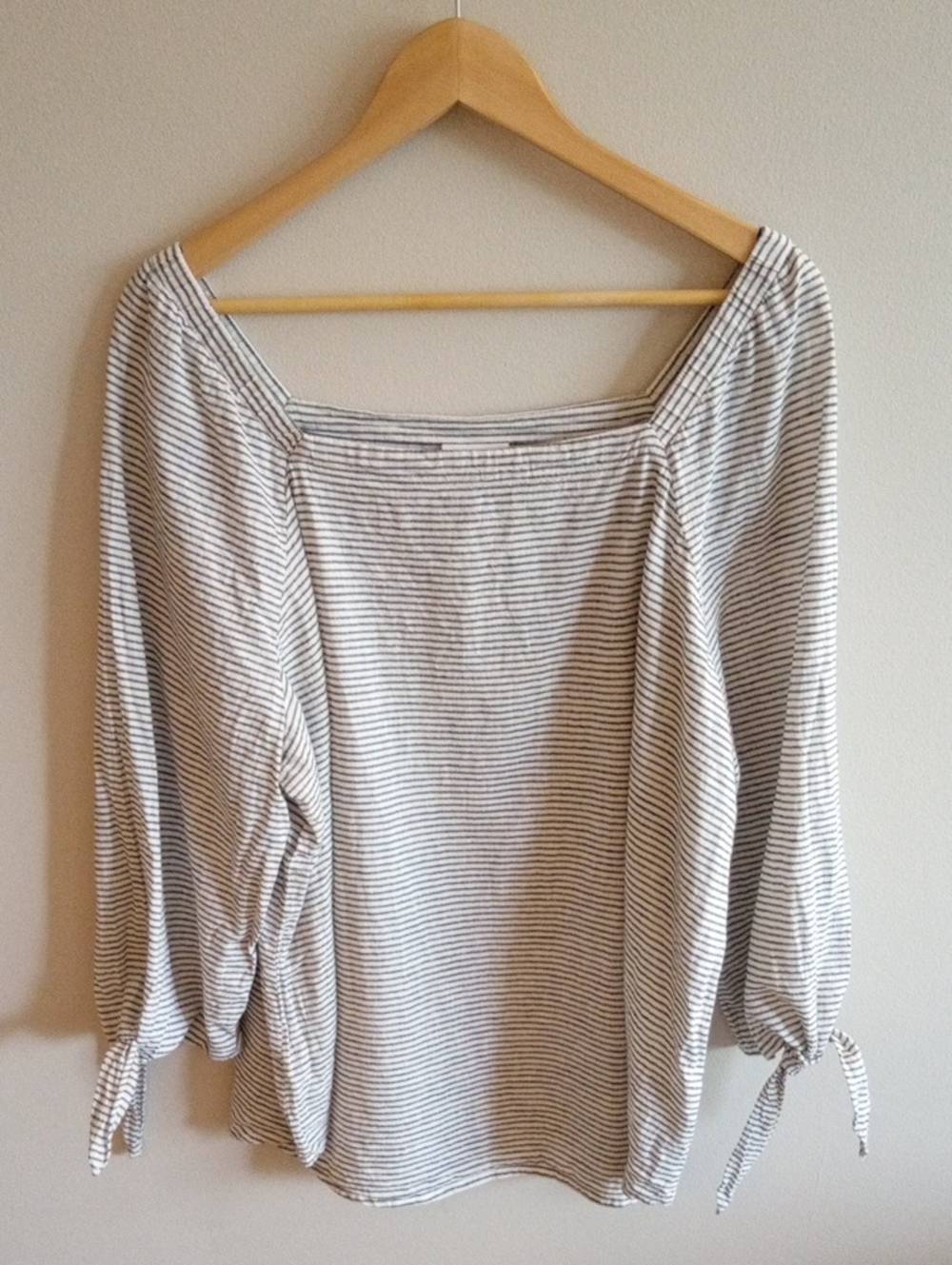 Liz Claiborne Linen Blend Square Neck Striped Top Size XXL